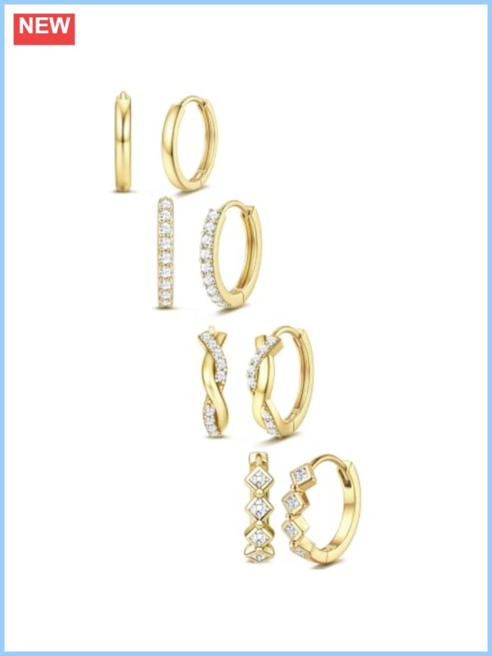 Small 14K Gold Plated Hoop Earrings Set Huggie Hoops for Women